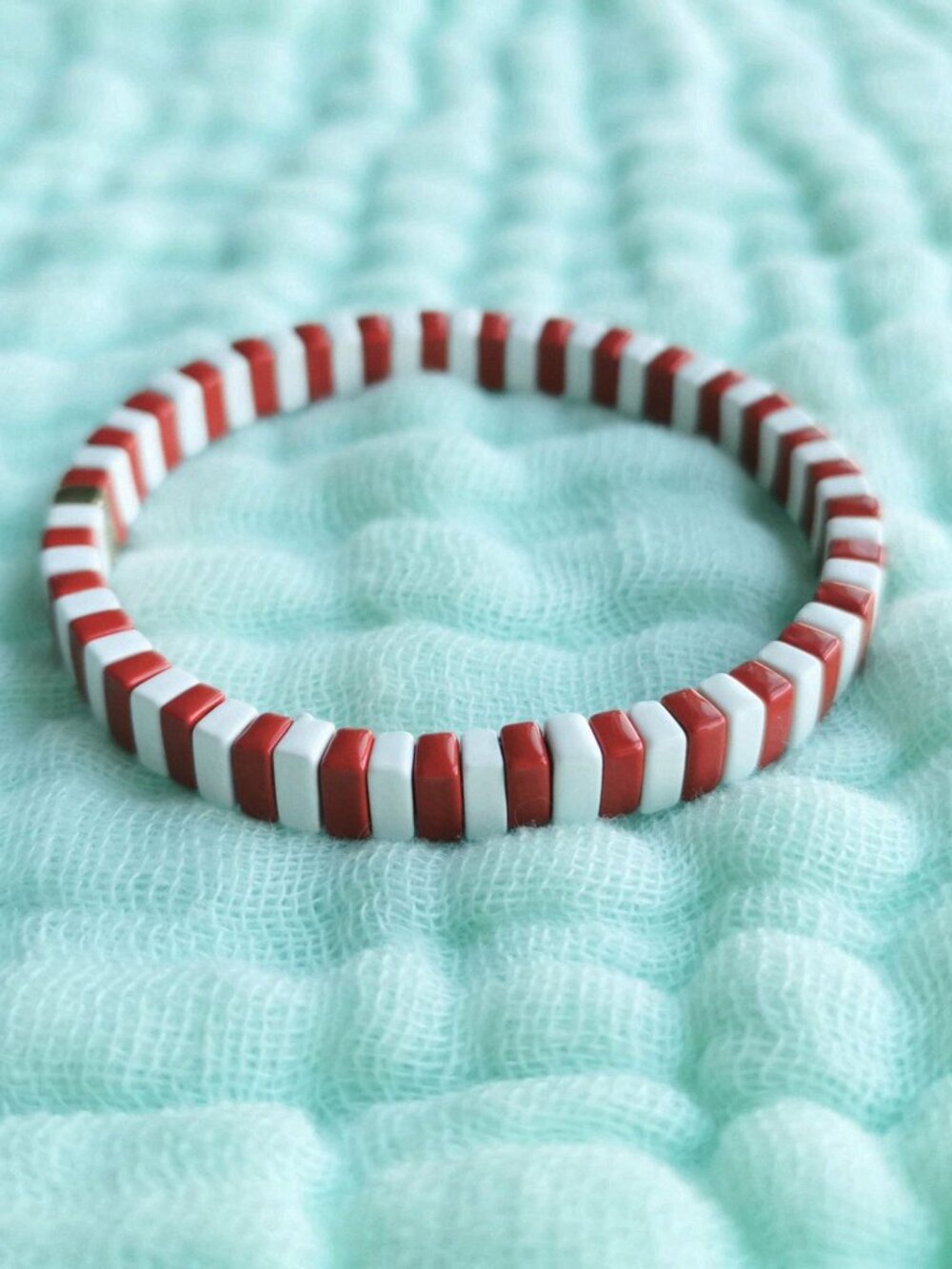 🍓Authentic Roxanne Assoulin Only Love Gold Red White Beads Enamel Bracelet